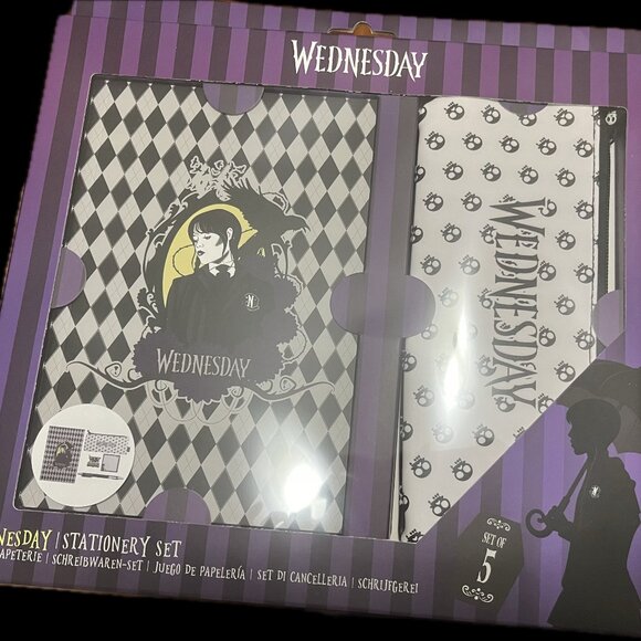 Wednesday Adams Nefllix 5 Piece Stationary Set *New - Picture 3 of 5